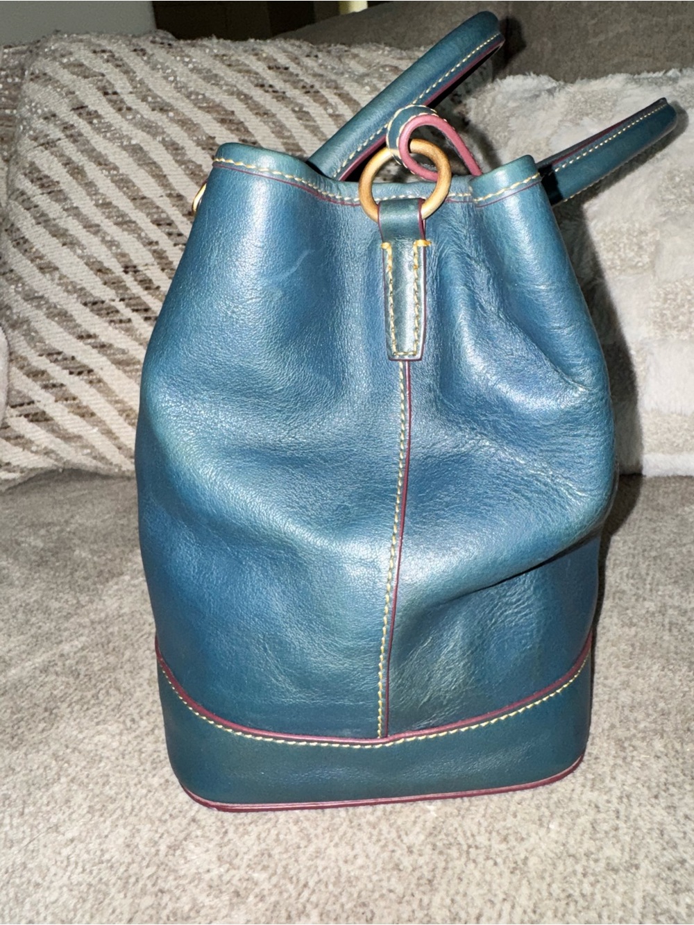 Dooney & Bourke Florentine Leather Perry Satchel in denim - Picture 6 of 13